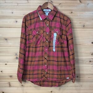 Duluth Trading Top Womens Medium Multicolor Folklore Flannel NWT